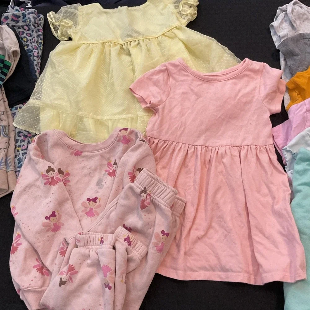 Mixed Brands Clothes Lot of 22pcs Girls 2T/24m Dresses Tops Pants Pajamas Disney